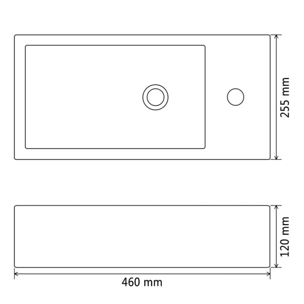 vidaXL Wastafel met kraangat rechthoekig 46x25,5x12 cm keramiek zwart