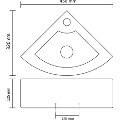 vidaXL Wastafel met overloop 45x32x12,5 cm zwart