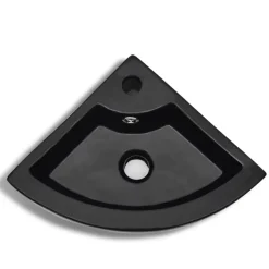 vidaXL Wastafel met overloop 45x32x12,5 cm zwart