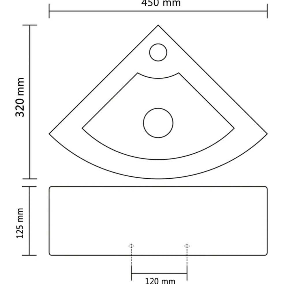 vidaXL Wastafel met overloop 45x32x12,5 cm wit