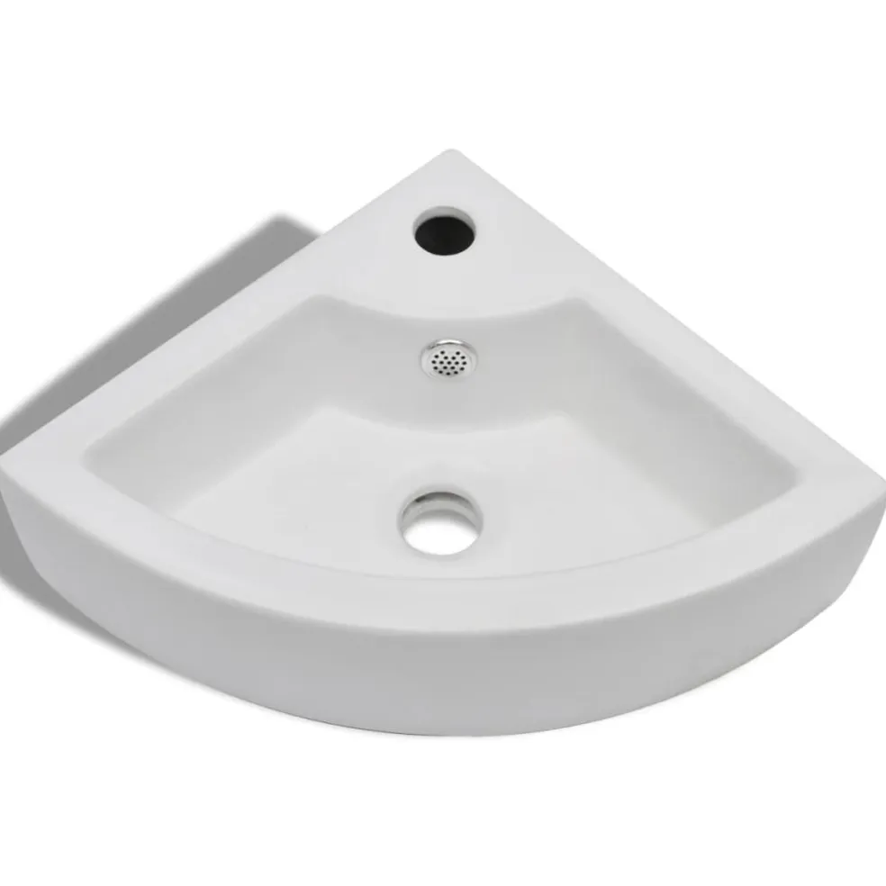 vidaXL Wastafel met overloop 45x32x12,5 cm wit