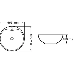 vidaXL Wastafel met overloop 46,5x18 cm keramiek wit