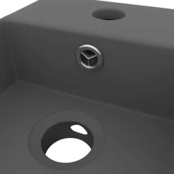 vidaXL Wastafel met overloop keramiek donkergrijs