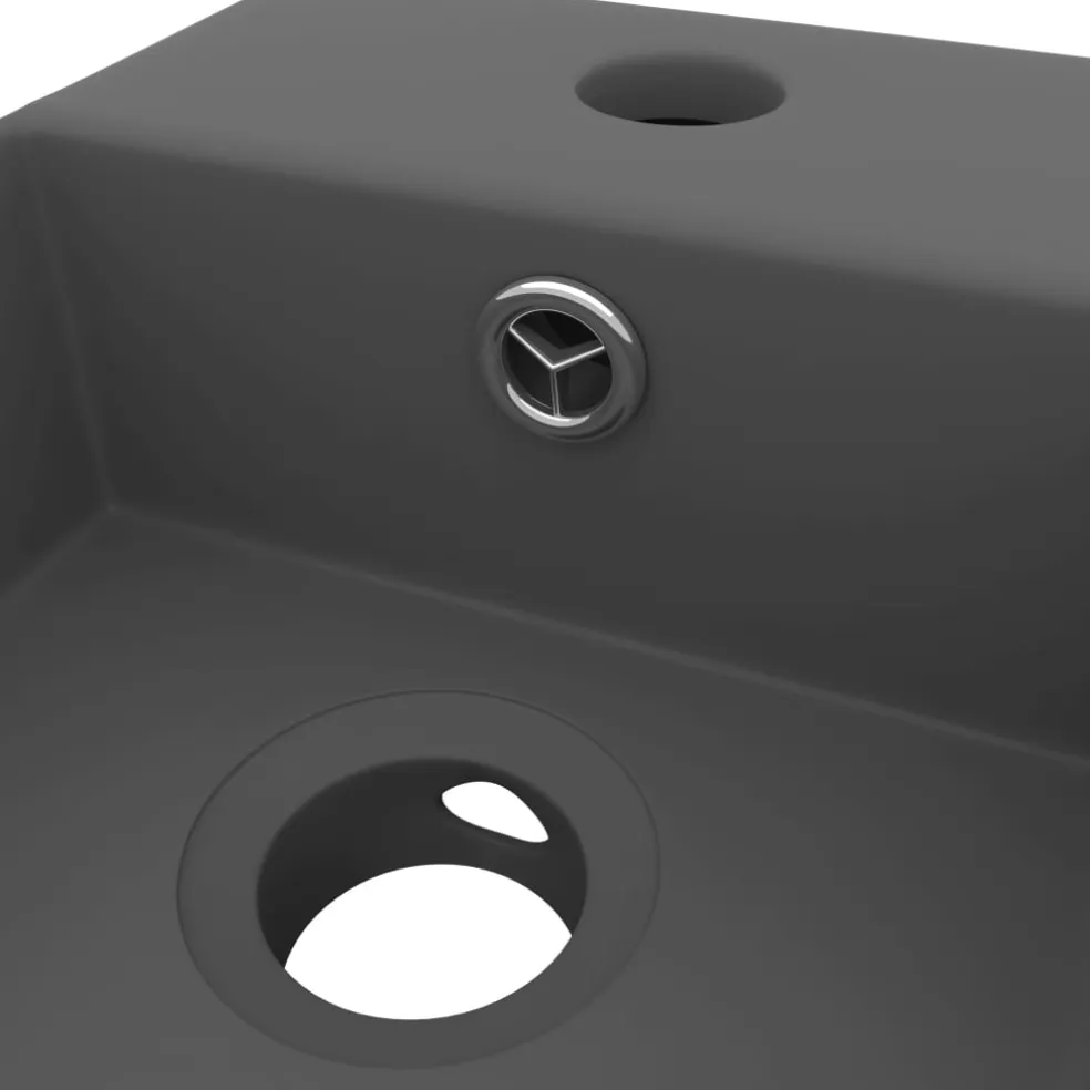 vidaXL Wastafel met overloop keramiek donkergrijs