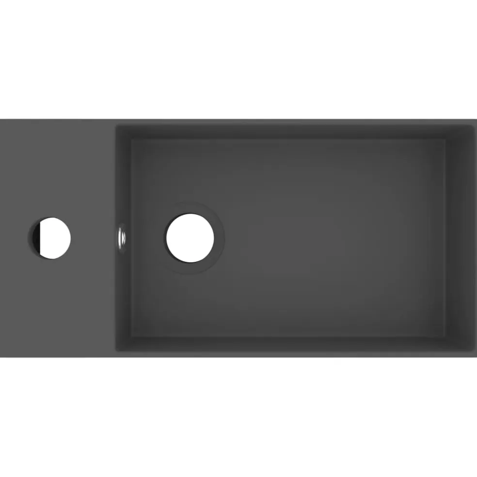 vidaXL Wastafel met overloop keramiek donkergrijs