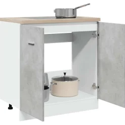vidaXL Wastafelonderkast Lyon 80x46x81,5 cm bewerkt hout betongrijs