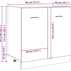 vidaXL Wastafelonderkast Lyon 80x46x81,5 cm bewerkt hout betongrijs