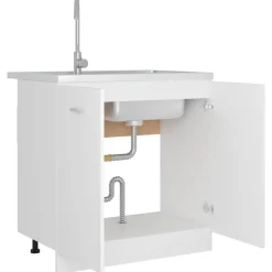vidaXL Wastafelonderkast Lyon 80x46x81,5 cm bewerkt hout wit