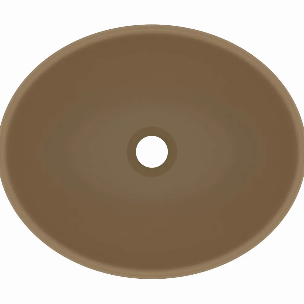 vidaXL Wastafel ovaal 40x33 cm keramiek matcrème