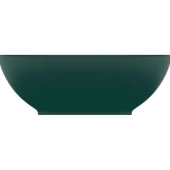 vidaXL Wastafel ovaal 40x33 cm keramiek mat donkergroen