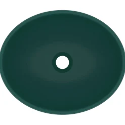 vidaXL Wastafel ovaal 40x33 cm keramiek mat donkergroen
