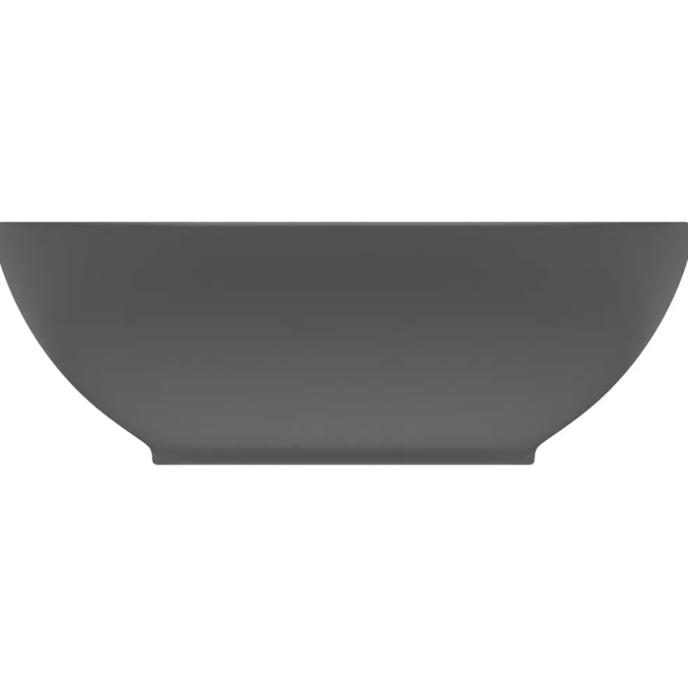 vidaXL Wastafel ovaal 40x33 cm keramiek mat donkergrijs