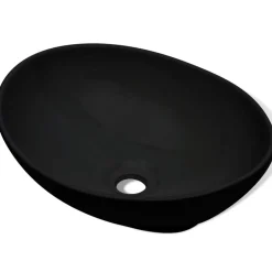 vidaXL Wastafel ovaal 40x33 cm keramiek zwart