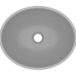 vidaXL Wastafel ovaal 40x33 cm keramiek mat lichtgrijs