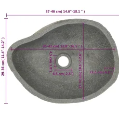 vidaXL Wastafel ovaal (37-46)x(29-36) cm riviersteen