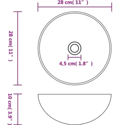 vidaXL Wastafel rond keramiek donkergrijs