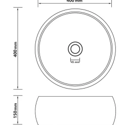 vidaXL Wastafel rond 40x15 cm keramiek matwit