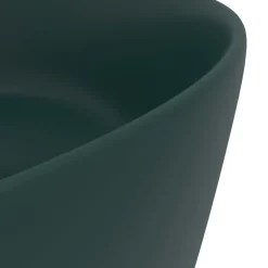vidaXL Wastafel rond 40x15 cm keramiek mat donkergroen