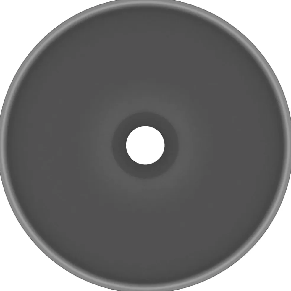 vidaXL Wastafel rond 32,5x14 cm keramiek mat donkergrijs