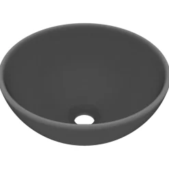 vidaXL Wastafel rond 32,5x14 cm keramiek mat donkergrijs