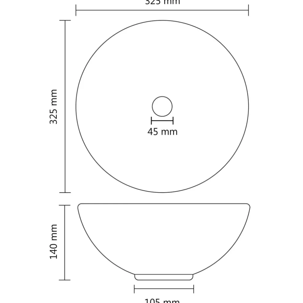 vidaXL Wastafel rond 32,5x14 cm keramiek mat donkergrijs