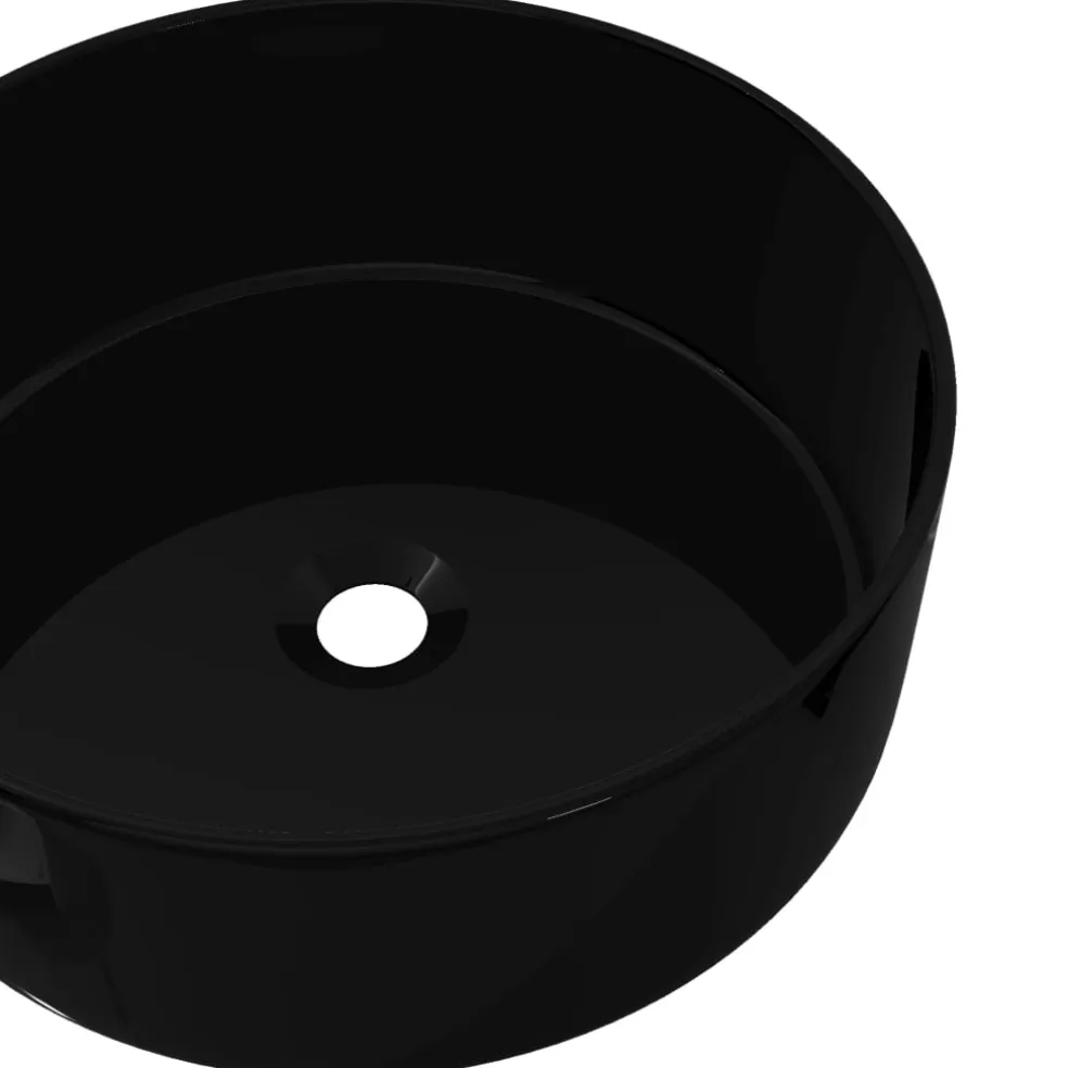 vidaXL Wastafel rond 40x15 cm keramiek zwart