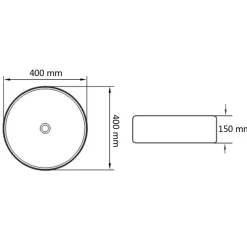 vidaXL Wastafel rond 40x15 cm keramiek zwart