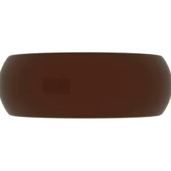 vidaXL Wastafel rond 40x15 cm keramiek mat donkerbruin