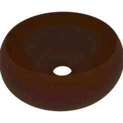 vidaXL Wastafel rond 40x15 cm keramiek mat donkerbruin