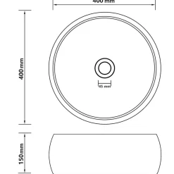 vidaXL Wastafel rond 40x15 cm keramiek mat donkerbruin