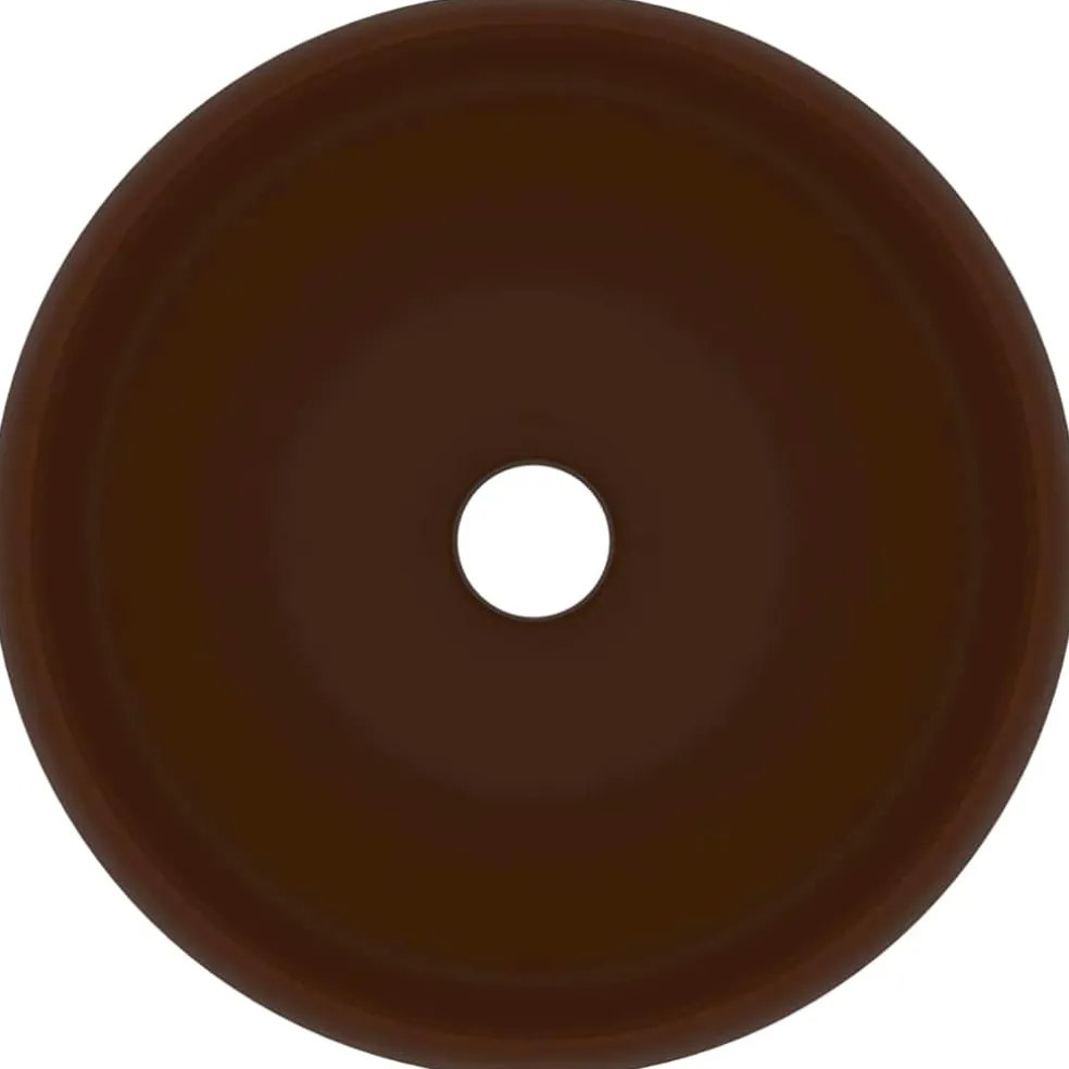 vidaXL Wastafel rond 40x15 cm keramiek mat donkerbruin