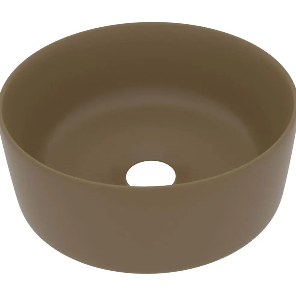 vidaXL Wastafel rond 40x15 cm keramiek matcrème