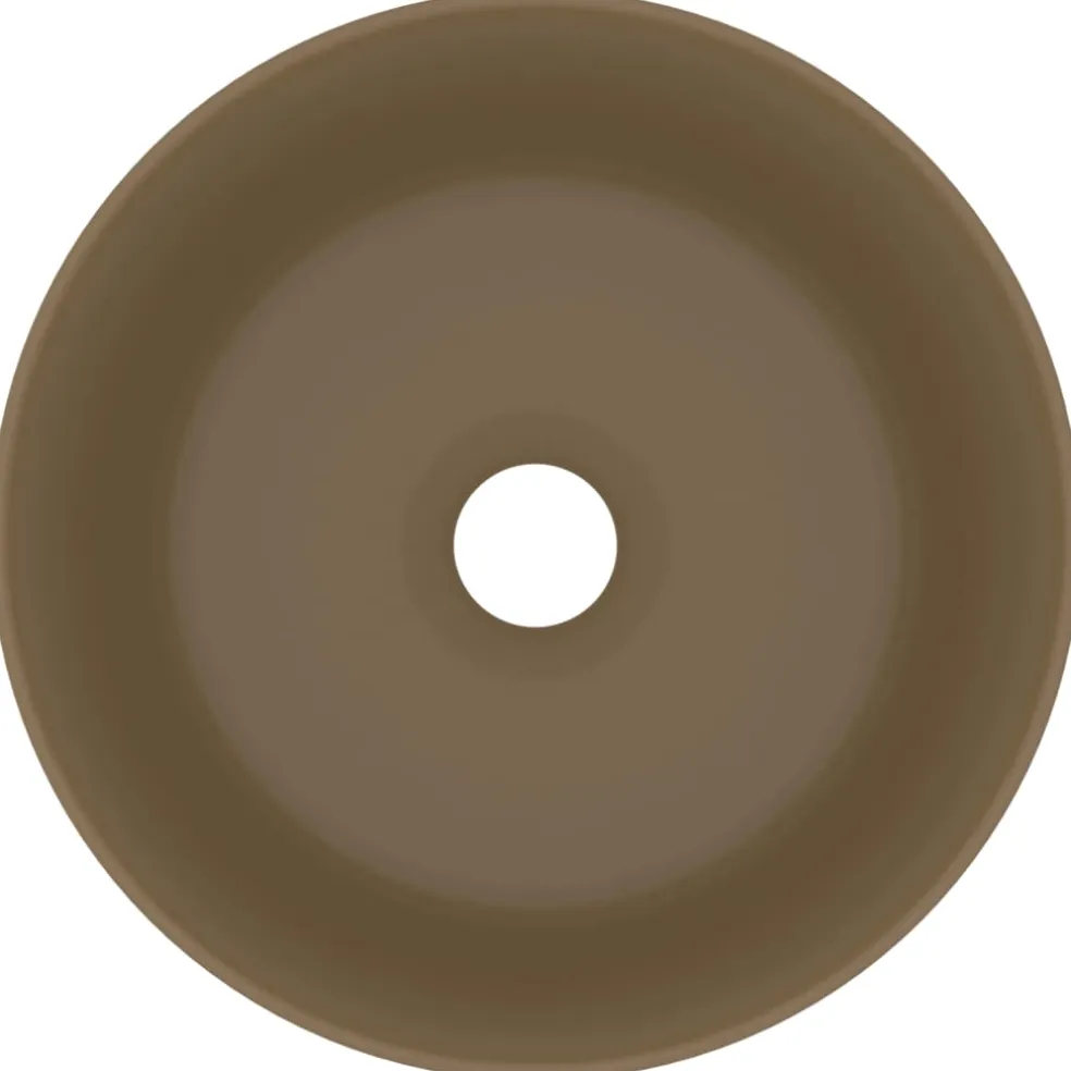 vidaXL Wastafel rond 40x15 cm keramiek matcrème