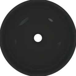 vidaXL Wastafel Ø28x10 cm keramiek glanzend zwart