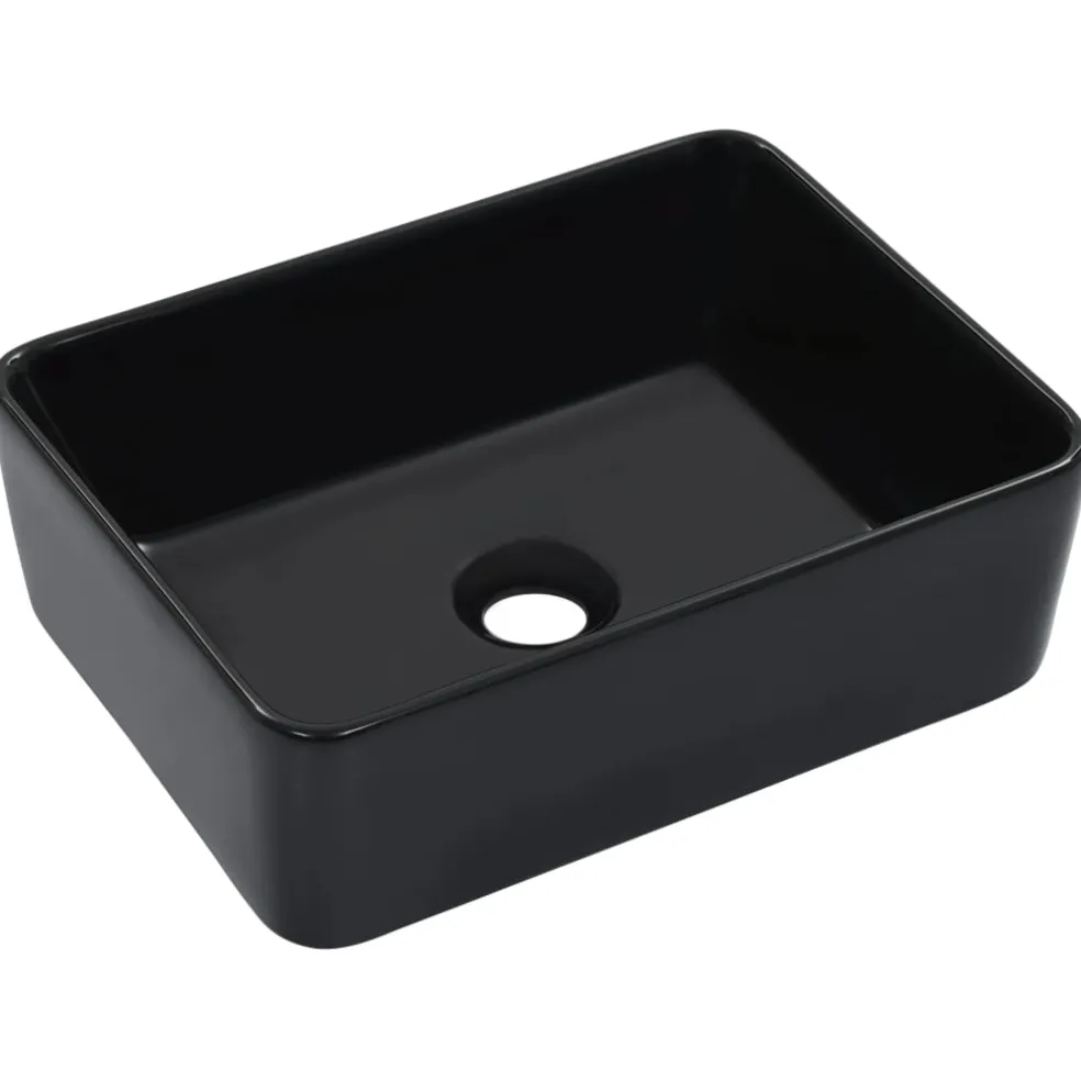 vidaXL Wastafel 40x30x13 cm keramiek zwart