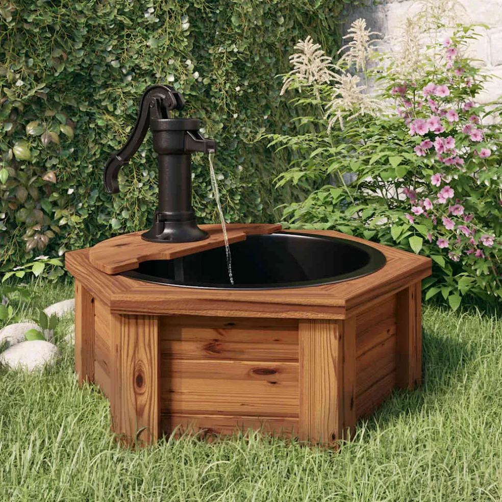 vidaXL Waterfontein met pomp 57x57x53 cm massief vurenhout