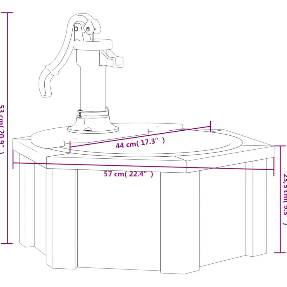 vidaXL Waterfontein met pomp 57x57x53 cm massief vurenhout