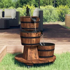 vidaXL Waterfontein met pomp en wieltjes 55x55x80 cm massief vurenhout