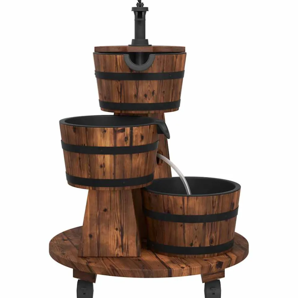 vidaXL Waterfontein met pomp en wieltjes 55x55x80 cm massief vurenhout