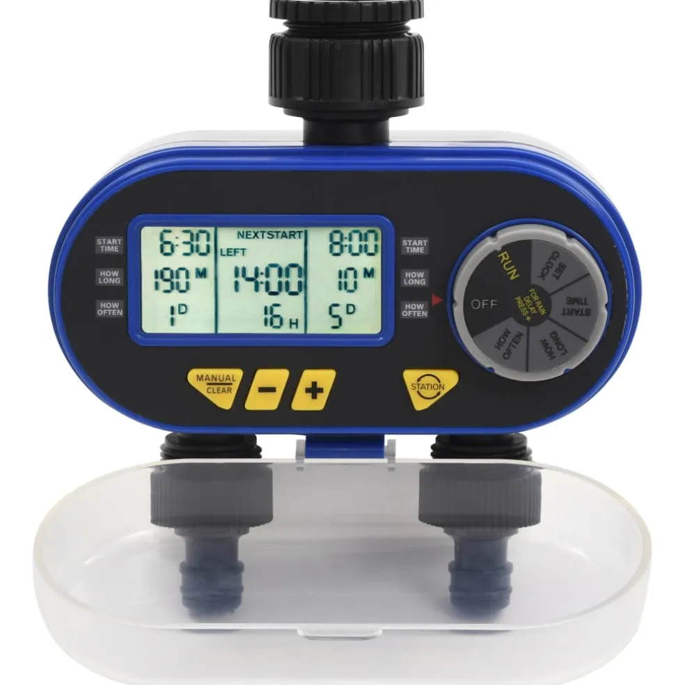 vidaXL Watertimer met dubbele uitgang automatisch digitaal