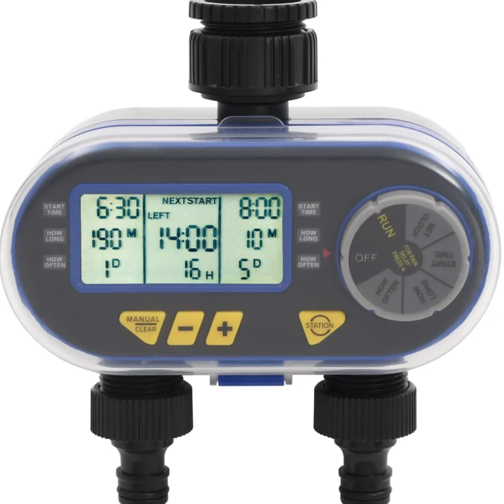 vidaXL Watertimer met dubbele uitgang automatisch digitaal