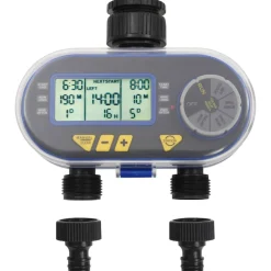vidaXL Watertimer met dubbele uitgang automatisch digitaal