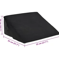 vidaXL Wedge Kussen Zwart 55 x 55 x 26 cm Traagschuim