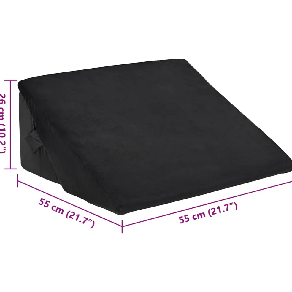 vidaXL Wedge Kussen Zwart 55 x 55 x 26 cm Traagschuim