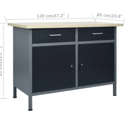 vidaXL Werkbank met drie wandpanelen en een kast