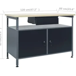 vidaXL Werkbank met drie wandpanelen en een kast