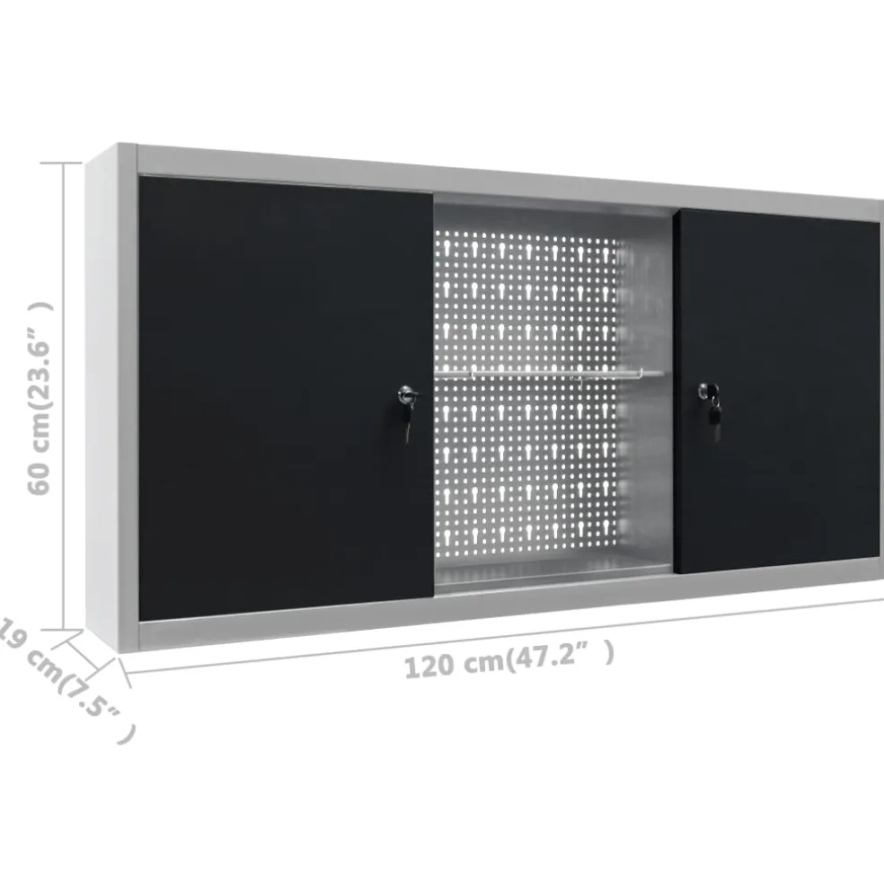 vidaXL Werkbank met drie wandpanelen en een kast