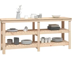 vidaXL Werkbank met plank Naturel 181 x 50 x 80 cm Massief grenenhout