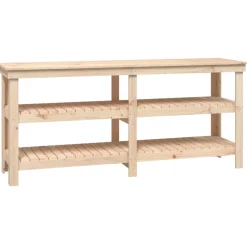 vidaXL Werkbank met plank Naturel 181 x 50 x 80 cm Massief grenenhout