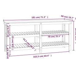 vidaXL Werkbank met plank Naturel 181 x 50 x 80 cm Massief grenenhout